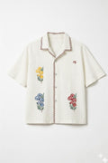 FabLux Floral Embroidery Cuban Shirt