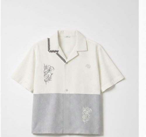 FabLux Two-Tone Floral Cuban Shirt